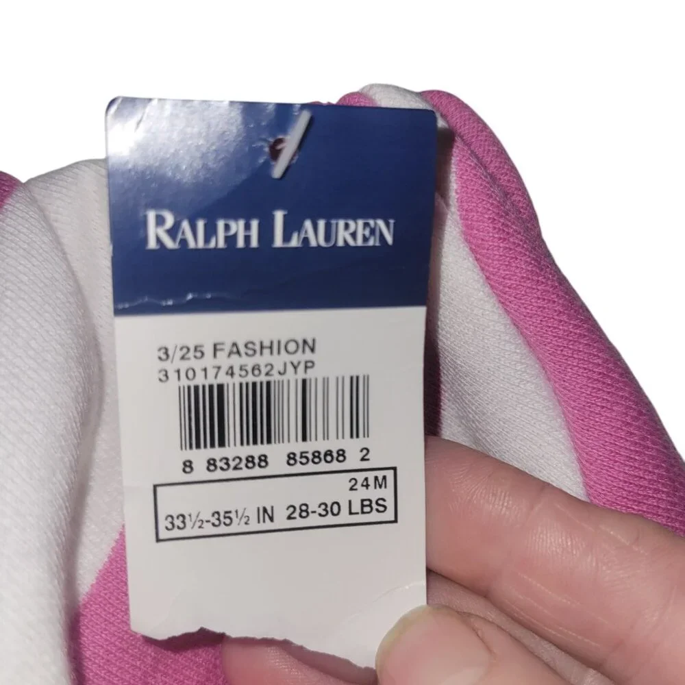 Ralph Lauren Baby Girls Pink & White Striped Skirt With Bloomers Size 24M Cotton